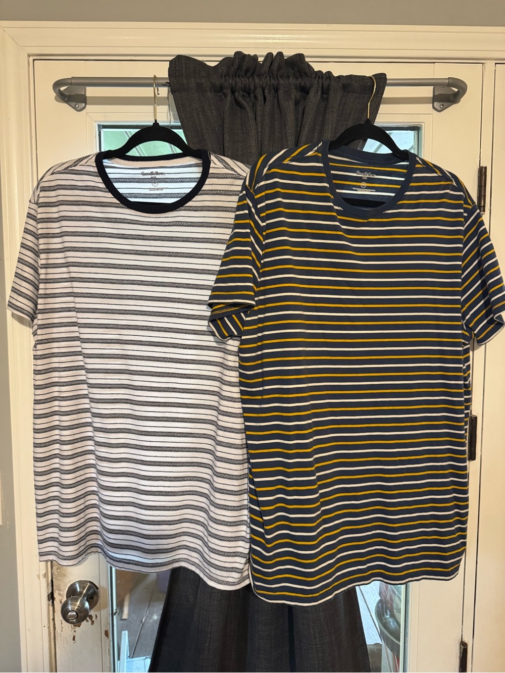 Goodfellow & Co Men’s Striped Crew Neck Tees - White/Black and Navy/Yellow
